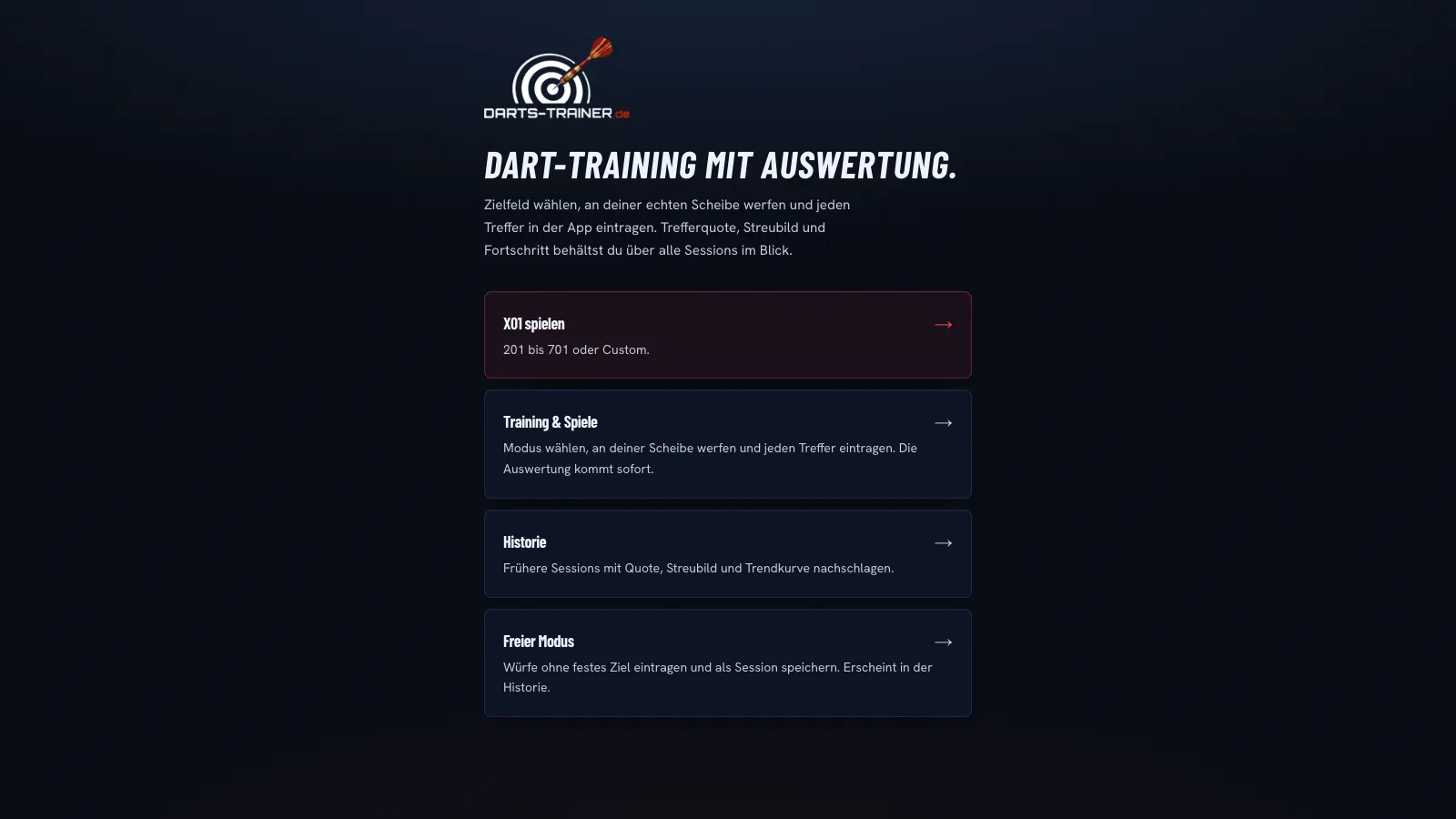 Vorschau der Website Darts-Trainer.de