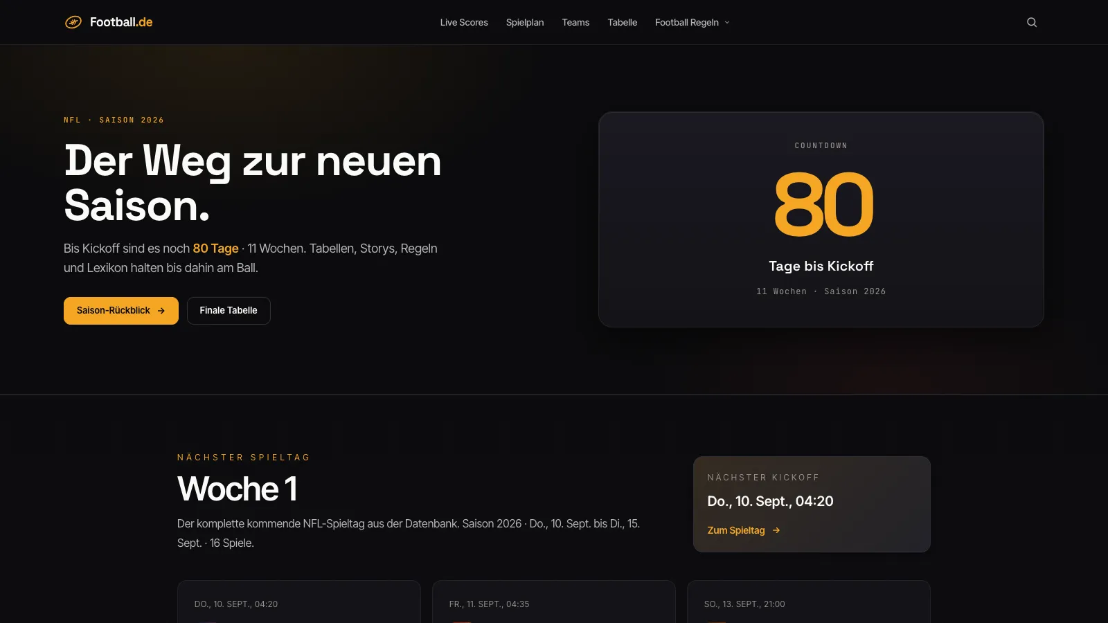 Vorschau der Website Football.de