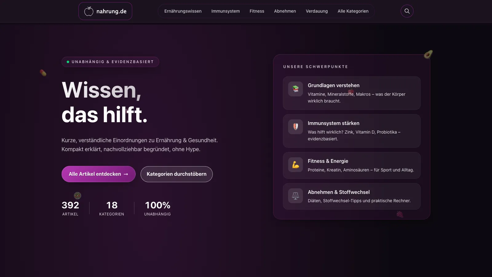 Vorschau der Website Nahrung.de
