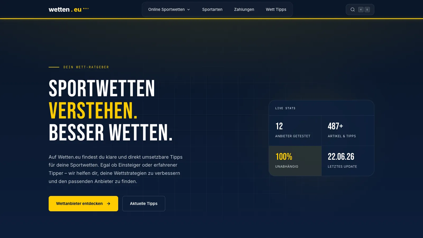 Vorschau der Website Wetten.eu